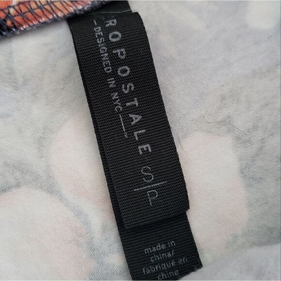 Aeropostale tropical flower mini skirt size small blue peach  green - Picture 3 of 6